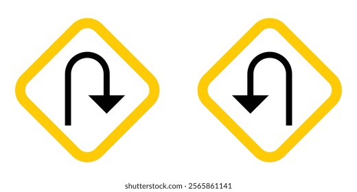 Traffic Sign, No right U-turn or u turn sign on white background, Vector EPS10.