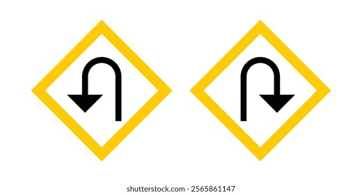 Traffic Sign, No right U-turn or u turn sign on white background, Vector EPS10.