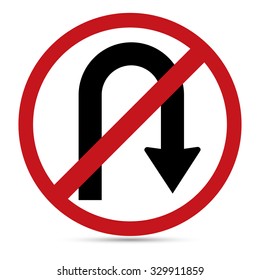 Traffic Sign, No right U-turn sign on white background, Vector EPS10