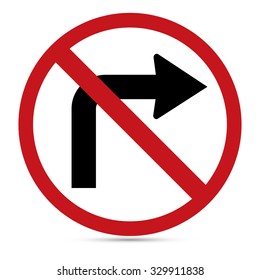 Traffic Sign, No turn right sign on white background, Vector EPS10