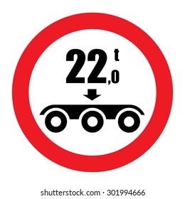 Traffic sign no vehicles with a overall weight per three-axle trailer that 22.0 ton.