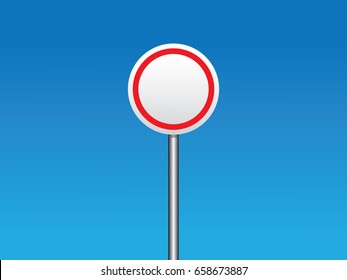 traffic sign on blue background.