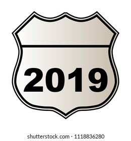 Traffic sign over a white background and the legend 2019