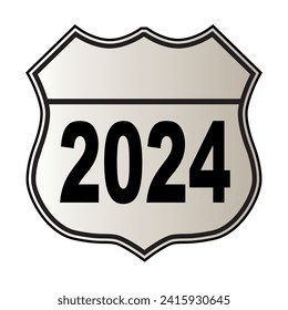 Traffic sign over a white background and the legend 2024