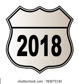 Traffic sign over a white background and the legend 2018