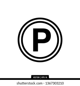 Traffic Sign Parking Icon Vector Illustration Logo Template