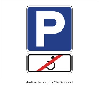 Traffic Sign – Parking Restriction for Disabled Individuals – High Quality Stock Vectorial Image