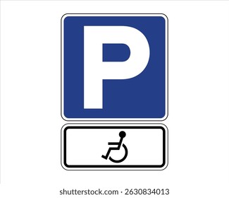 Traffic Sign – Reserved Parking for Disabled Individuals – High Quality Stock Vectorial Image