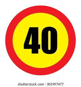  Traffic sign restricting speed to 40 kilometers per hour.