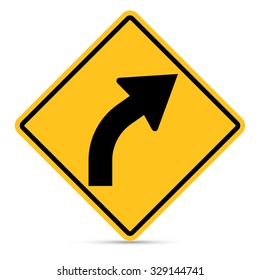 Traffic sign, Right bend sign on white background, Vector EPS10