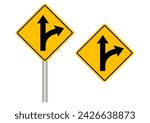 Traffic Sign. Right Curve. Vector Illustration. 