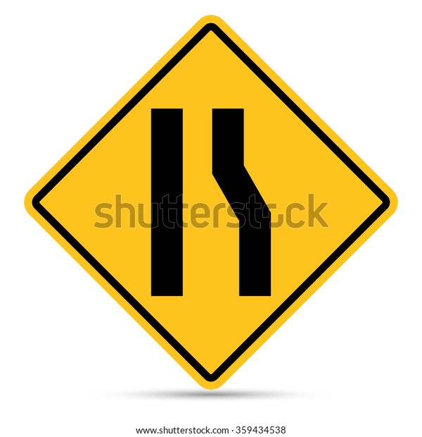 Traffic sign, Right narrow lane sign\
on white background, Vector illustration\
EPS10
