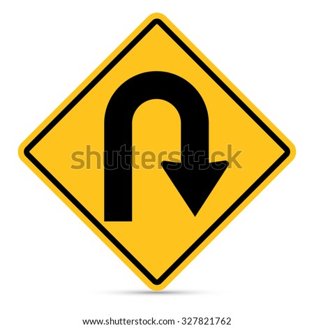 Traffic sign, Right U-Turn sign on white background, Vector EPS10