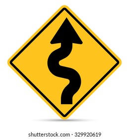 Traffic Sign, Right zig zag road sign on white background, Vector EPS10