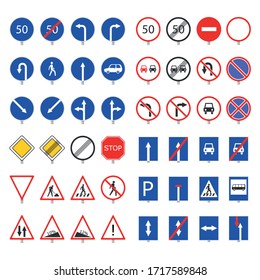 Traffic sign road collection. illustration isolated on white background svg