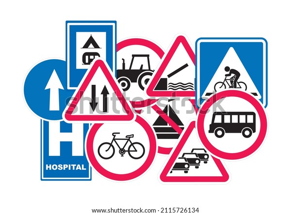 Traffic\
sign, road sign, group of objects, vector\
icon