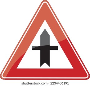 Señal de tráfico cruce de carretera a la derecha