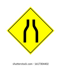 Traffic sign road narrow vector illustration. Perfect for backgrounds, sticker, label, symbol, sign etc.