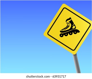 Traffic sign roller sky background vector format.