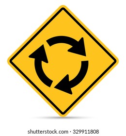 Traffic Sign, Roundabout ahead sign on white background, Vector EPS10