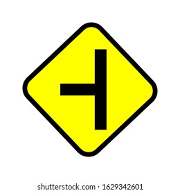 traffic sign side road with a white bacjground