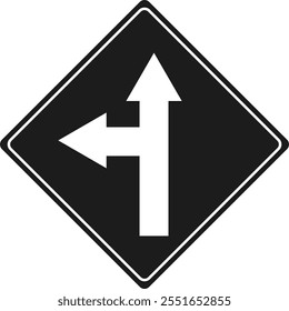 Traffic Sign Silhouette on a White Background. Black and White Vector Illustration