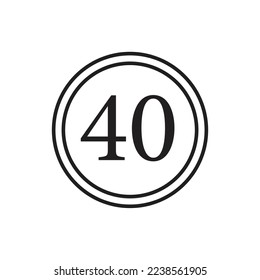 Traffic sign speed limit 40 icon design. 40 speed limitation road sign, isolated on white background. vector illustration