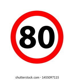 Traffic sign speed limit 50. 50 speed limitation road sign on white background. SPEED LIMIT 50 sign in red circle. Vector icon