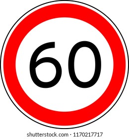 Traffic Sign Speed Limit 60 Vector Stock Vector (royalty Free) 1170217717