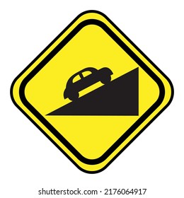 traffic sign steep ascent vector illustration,isolated on white background,top view