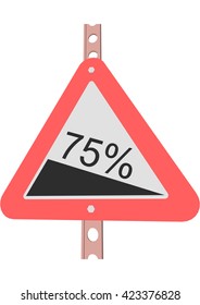 Traffic Sign Steep decline 75%