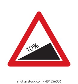Traffic sign steep descent. Vector illustration.