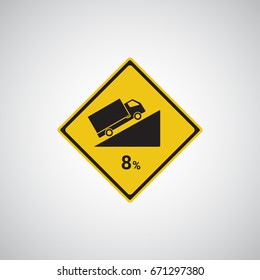 Traffic sign. steep descent vector illustration