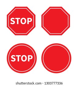 Traffic sign stop and Blank Stop Sign. Vector illustration. on white background