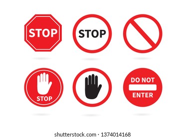 Traffic sign stop set. Prohibition sign. Vector illustration. on white background