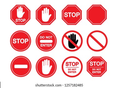 Traffic Sign Stop Set Vector Illustration Stock Vector (royalty Free 