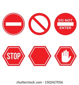 Traffic sign stop set. Vector illustration. on white background - Vector