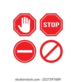 Traffic sign stop set. Vector illustration. on white background - Vector