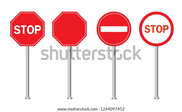 Traffic Sign Stop Set Vector Illustration Stock Vector (Royalty Free ...