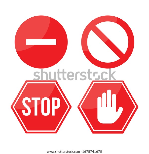 Traffic Sign Stop Set Vector Illustration Stock Vector (Royalty Free ...