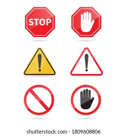 Traffic sign stop set. Warning sign. Vector illustration. on white background
