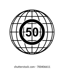 Traffic sign stop. Vector. Black icon on black globe at white background. Isolated.