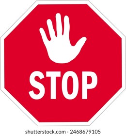 Traffic sign stop. Vector illustration on red background 