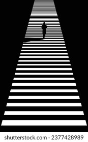 Traffic sign or symbol: black and white zebra crossing in a big city