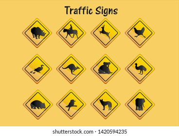 Traffic sign symbols  various meanings