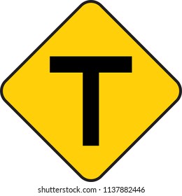 Traffic sign - The three-way split yellow