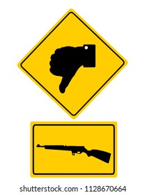 Traffic sign thumbs down for shooting