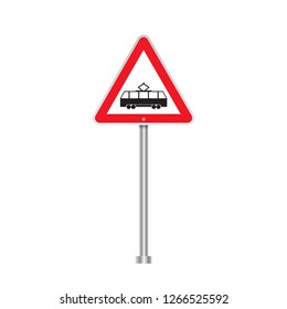 Traffic Sign Train Vector Flat Illustration