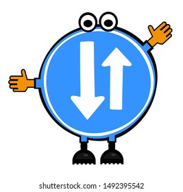 Traffic sign, Two way traffic ahead sign.