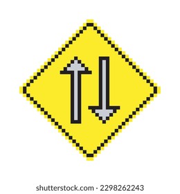Traffic sign two way in pixel art